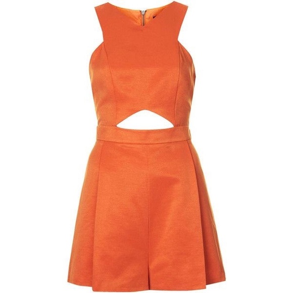 Topshop Pants - Summer Topshop Bright Orange Sleeveless Cutout Romper